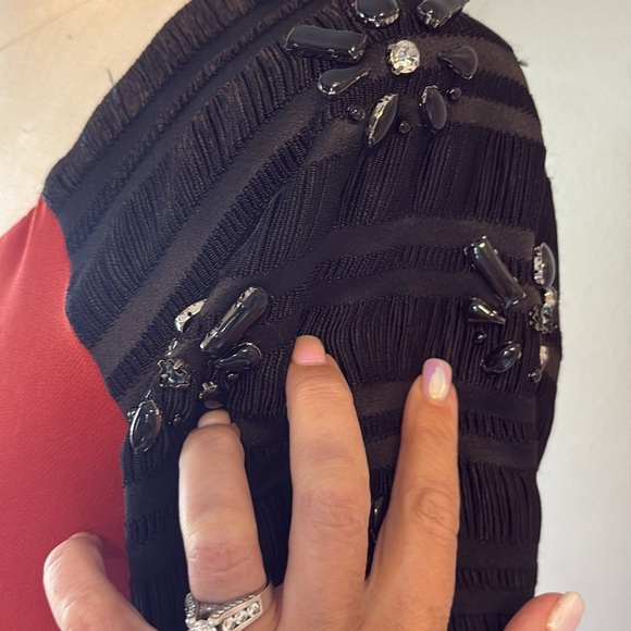 Line & Dot color block muni dress embellished beaded accent statement sleeves M - Picture 8 of 17